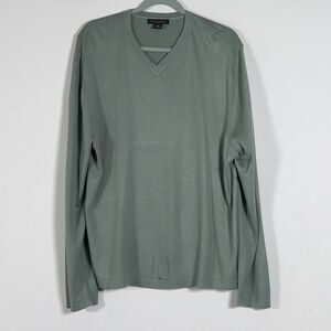 Banana Republic Silk Cashmere V-Neck Sweater Mens Sz XL Green Lightweight